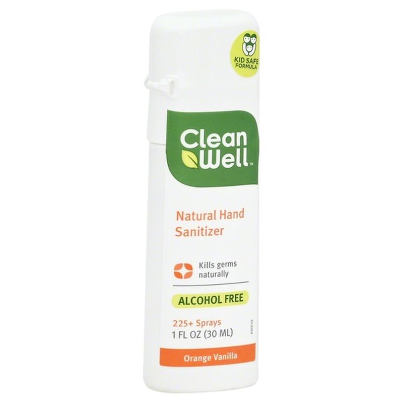 CleanWell Natural Hand Sanitizer Spray, Orange Vanilla (1 oz) Instacart