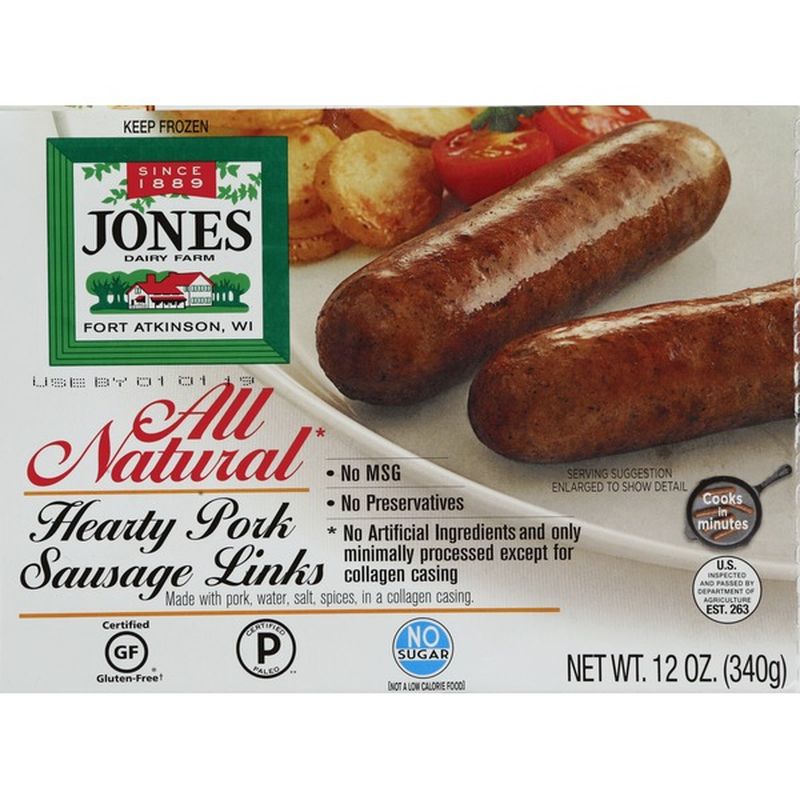 Jones Dairy Farm Pork Sausage, Hearty, Links (12 oz) - Instacart