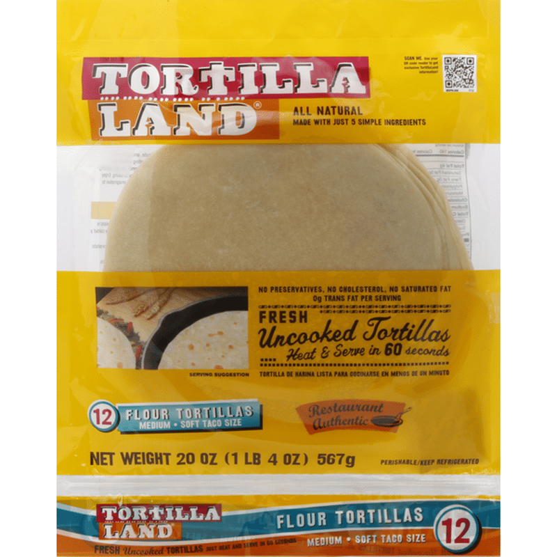 TortillaLand Tortillas, Uncooked, Flour, Medium Soft Taco Size (12 each) Instacart