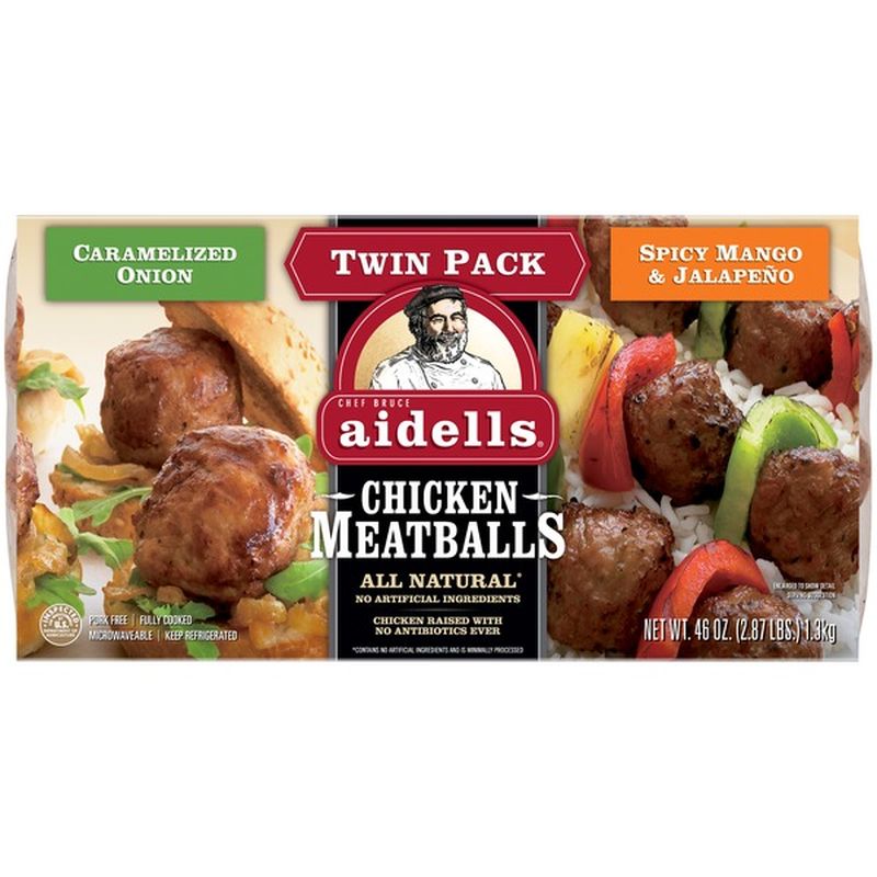 Aidells Chicken Meatballs Twin Pack Spicy Mango Jalapeno And Caramelized Oni 46 Oz Instacart