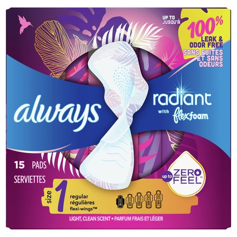 Always Infinity Radiant Regular with wings scented Pads, Feminine Care