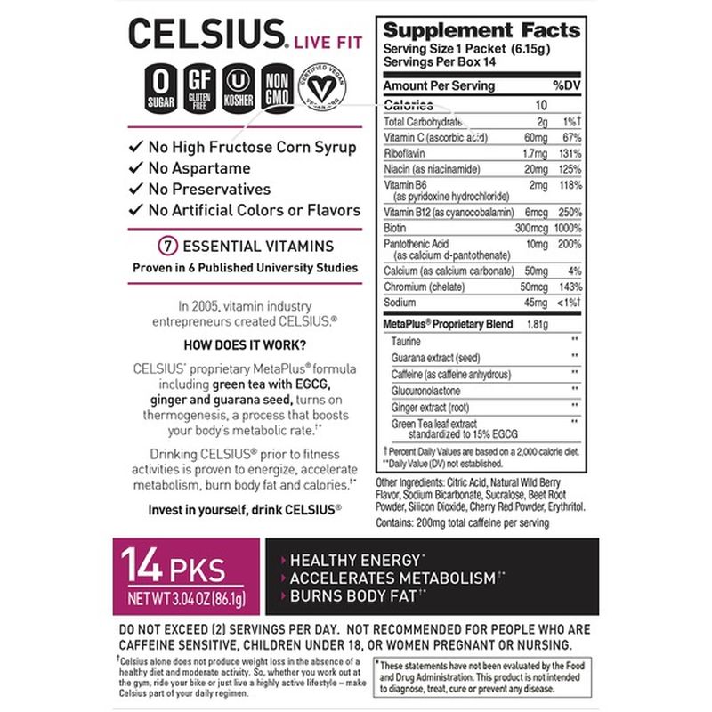 Celsius Fitness Drink, Berry, OntheGo (14 ct) Instacart