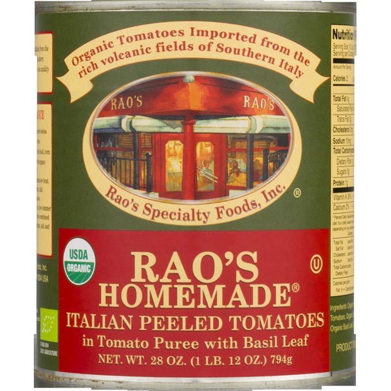 Rao's Homemade Tomatoes, Italian Peeled, in Tomato Puree with Basil Leaf (28 oz) Instacart