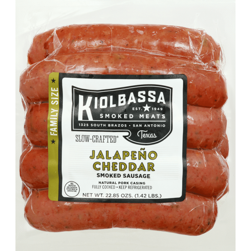 Kiolbassa Smoked Sausage, Jalapeno Cheddar, Family Size (22.85 Oz ...