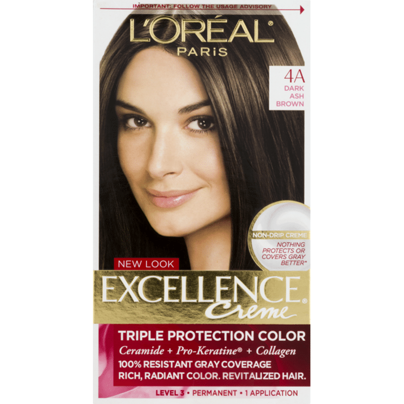 L'Oreal Excellence Creme Permanent Hair Color 4A Dark Ash Brown (1 ct ...
