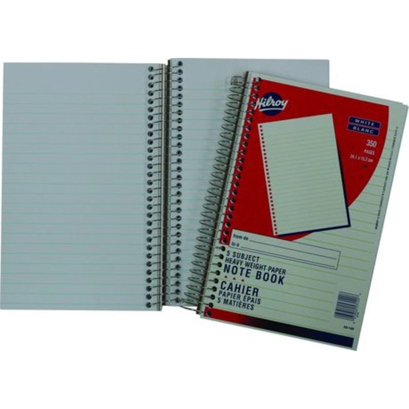 Hilroy 9-1/2" x 6" 350 Pages 5-Subject Heavy-Weight Paper Note Book