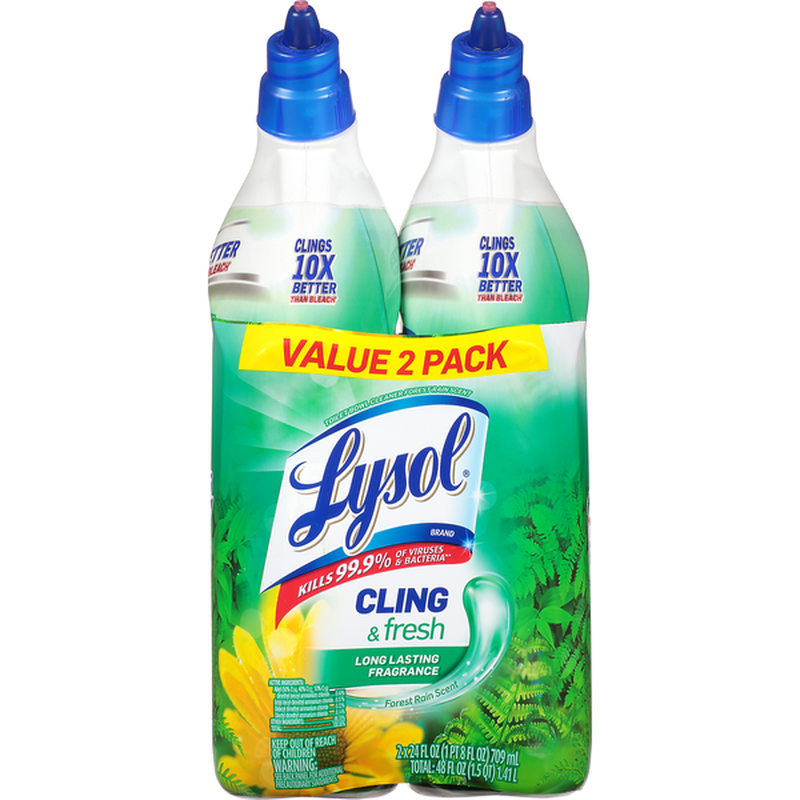 Lysol Toilet Bowl Cleaner, Forest Rain Scent, Cling & Fresh, Value 2 Pack (24 fl oz) Instacart