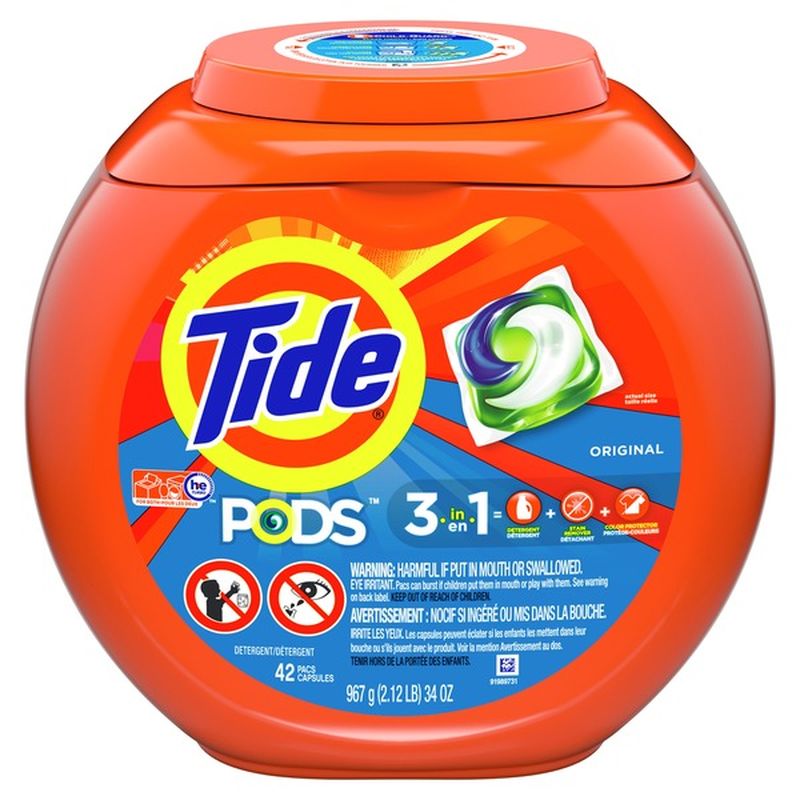 Tide Pods Liquid Laundry Detergent Pacs, Original Scent (42 ct) - Instacart