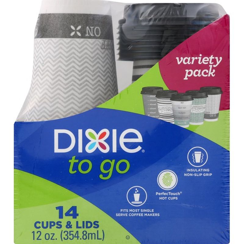 Dixie Cups & Lids, To Go, 12 Ounces, Variety Pack (14 ct) Instacart