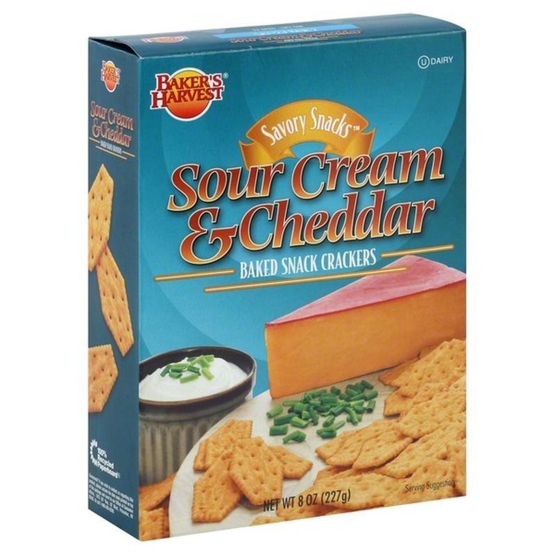 Bakers Harvest Snack Crackers, Baked, Sour Cream & Cheddar (8 oz
