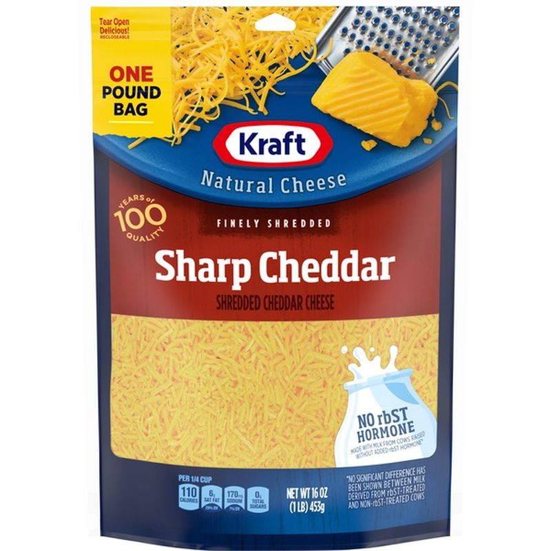 Kraft Natural Cheese Finely Shredded Sharp Cheddar Cheese (16 Oz) From ...