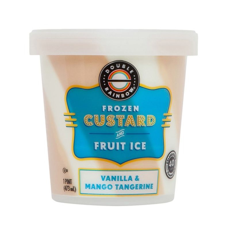 Double Rainbow Frozen Custard And Fruit Ice, Vanilla & Mango Tangerine