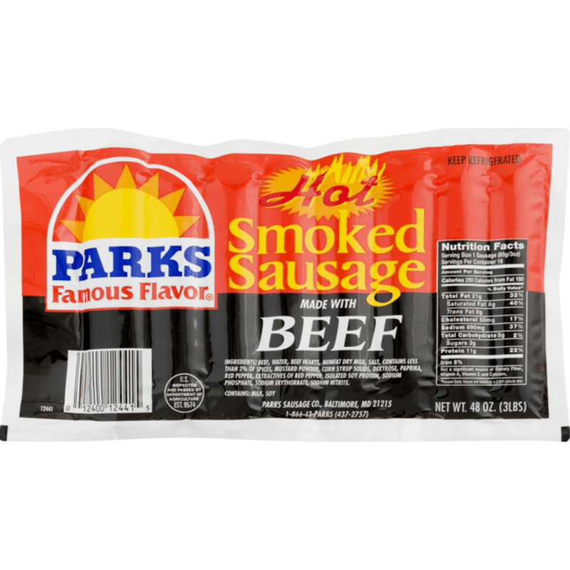 Parks Hot Smoked Sausage Beef (48 oz 
