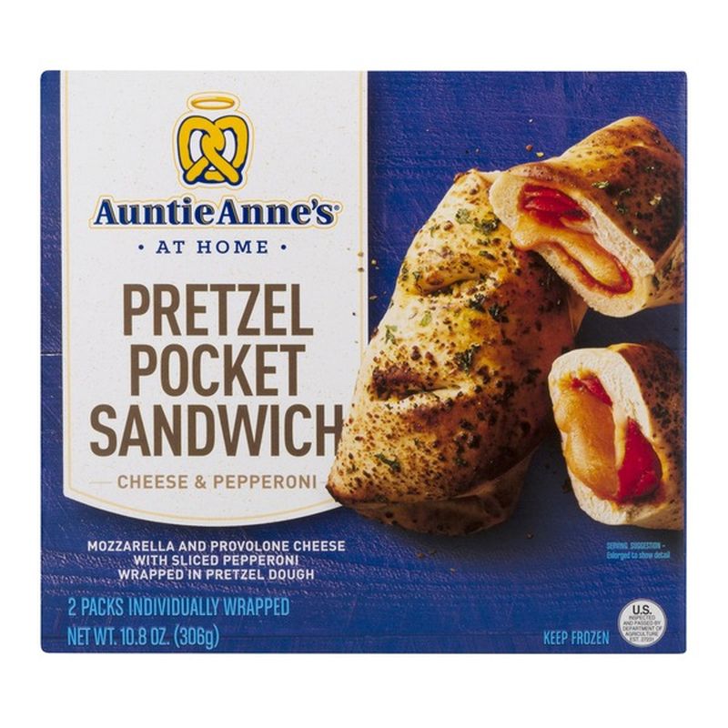 Auntie Anne's At Home Pretzel Pocket Sandwich, Cheese & Pepperoni, At