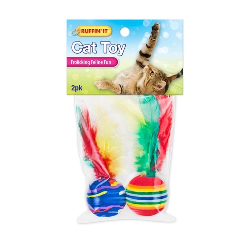 Ruffin' It Feathered Foam Balls Cat Toys Assorted Colors