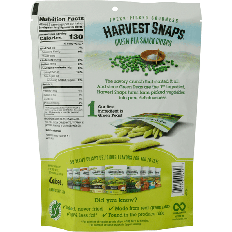 Harvest Snaps Green Pea Snack Crisps, Lightly Salted, The Original (3.3 ...