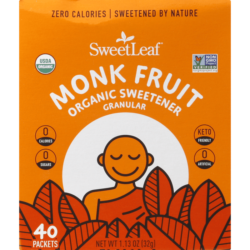 SweetLeaf Sweetener, Monk Fruit, Organic, Granular (40 each) - Instacart