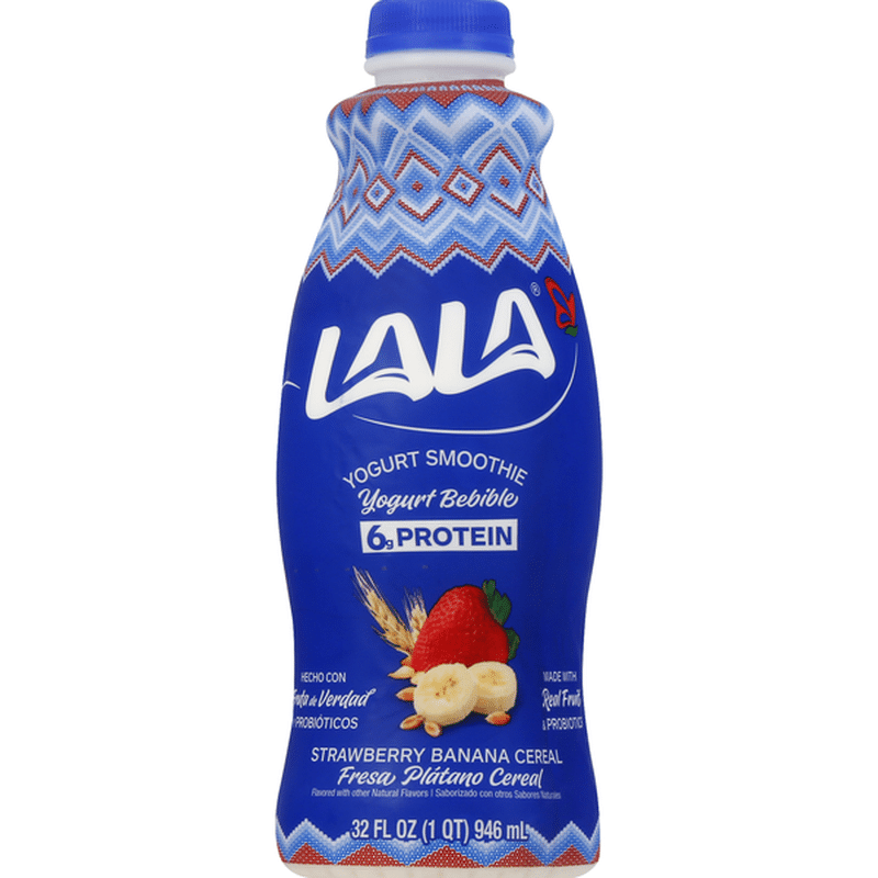 Lala Strawberry Banana Cereal Yogurt Smoothie with Probiotics (32 fl oz ...