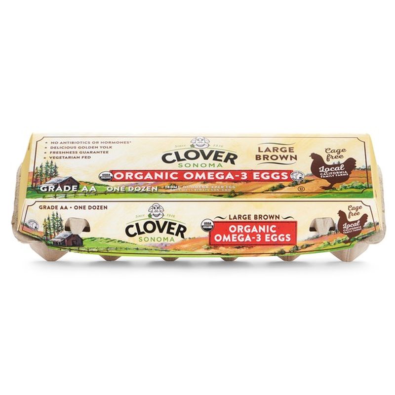 Clover Eggs, Organic Omega3, Brown, Large (12 ct) from Rainbow Grocery