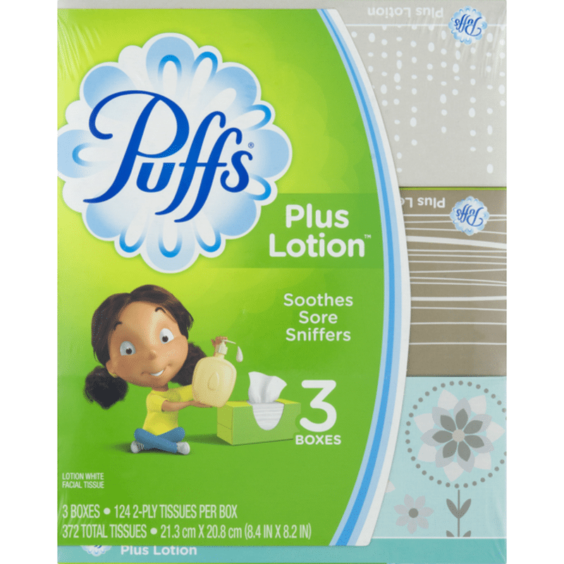 Puffs Ultra Soft 372 Total Tissues 3 Boxes 124 2-Ply Per Box
