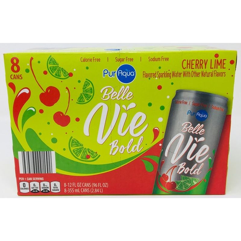 PurAqua Cherry Lime Flavored Belle Vie Bold Sparkling Water (12 fl oz