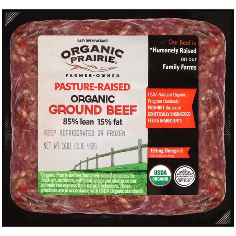 Organic Prairie 85 Lean 15 Fat Organic Pasture Raised Ground Beef 16 Oz Instacart