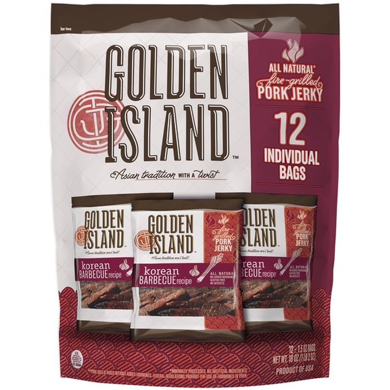 Golden Island Korean Barbecue Flavor Pork Jerky, 18 oz (1.5 oz) Instacart