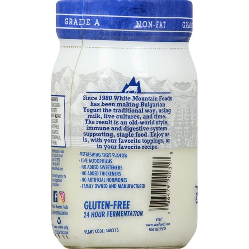 White Mountain Bulgarian Yogurt, NonFat, Organic, Probiotic (16 oz
