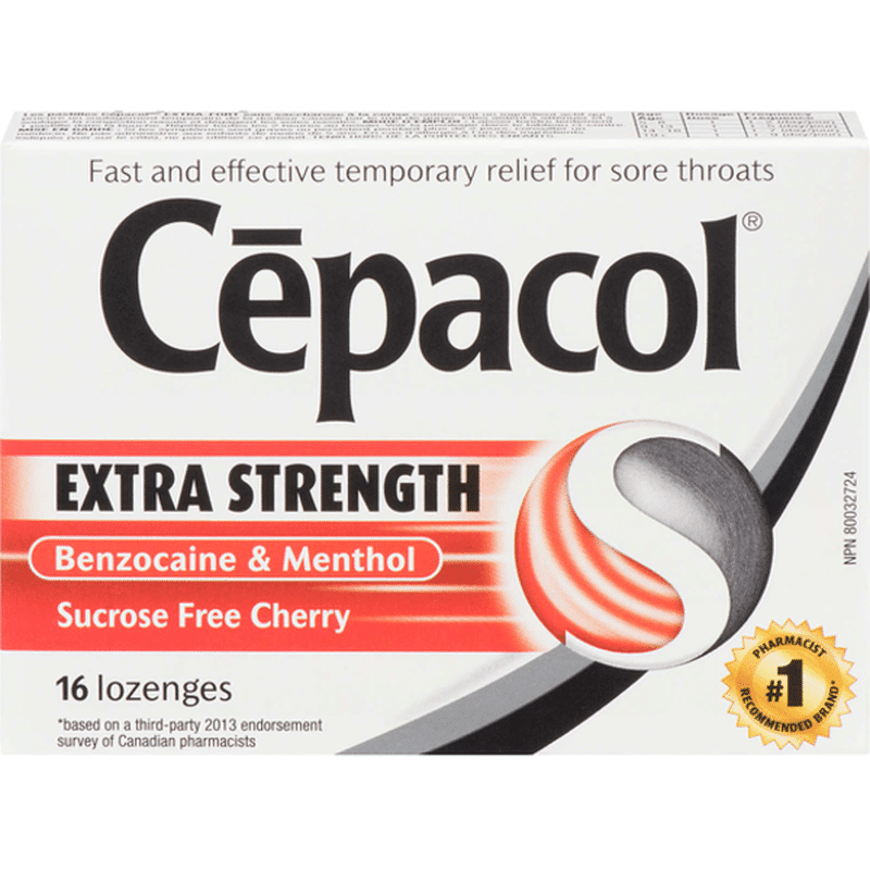 Cepacol Lozenges Sore Throat Sugar Free Cherry Oral Pain Reliever (16