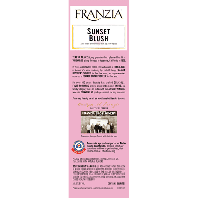 Franzia Sunset Blush Pink Wine 5l 5 L Instacart