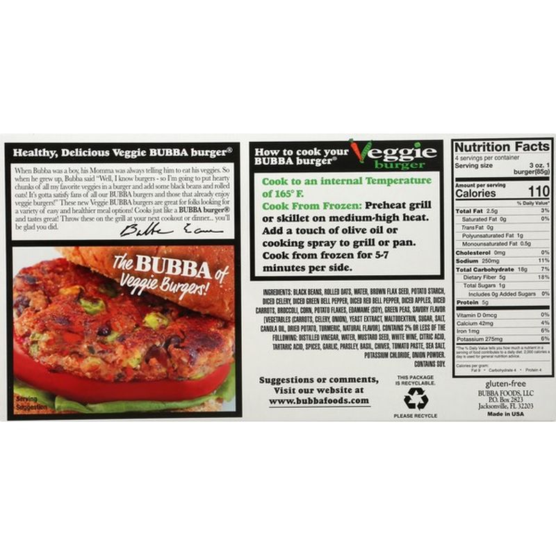 Bubba Burger Original Veggie Burgers (4 each) Instacart