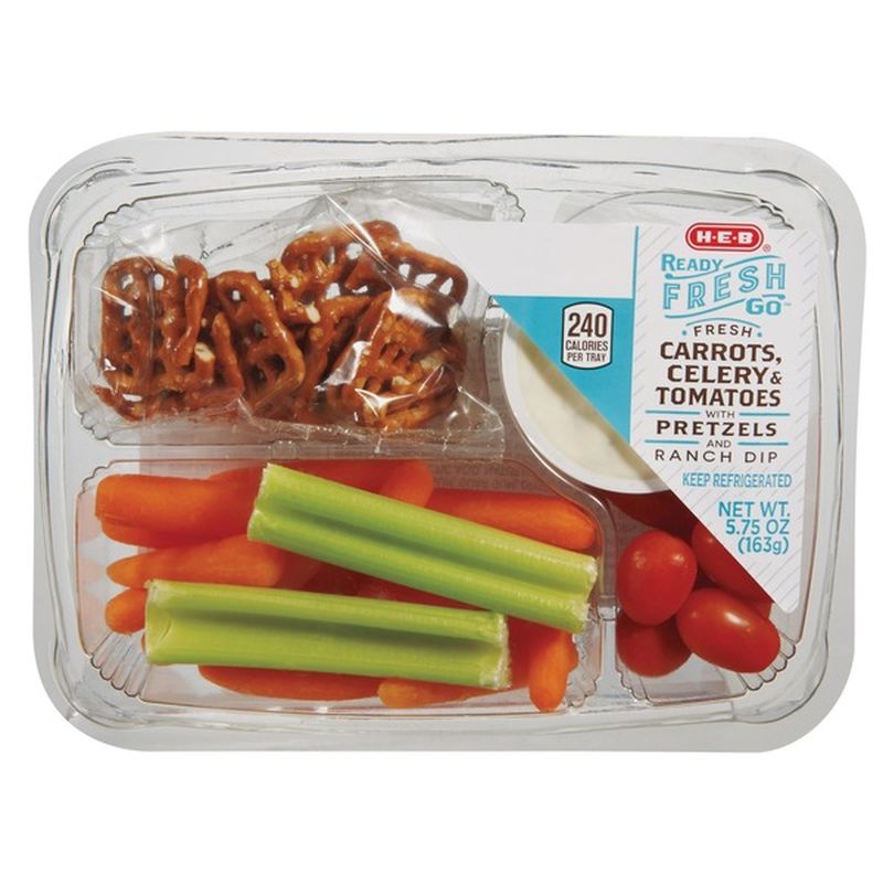 H-E-B Ready, Fresh, Go! Carrots, Celery & Tomatoes Ranch Snack Tray