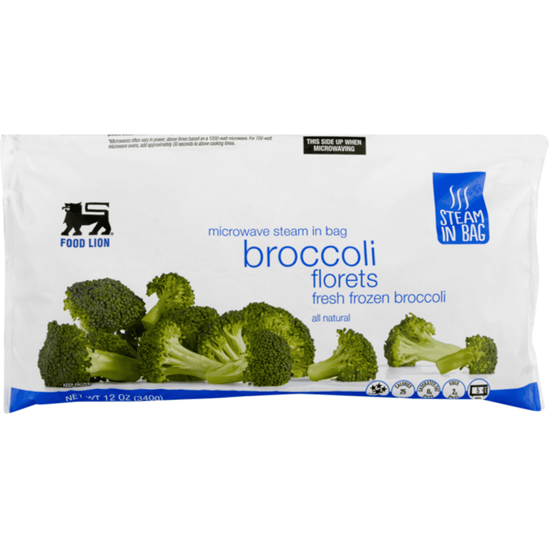 Food Lion Broccoli Florets, All Natural, Fresh Frozen, Bag (12 oz