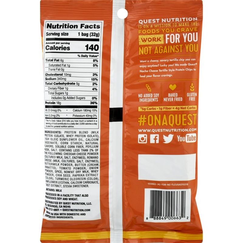 quest nacho chips nutrition