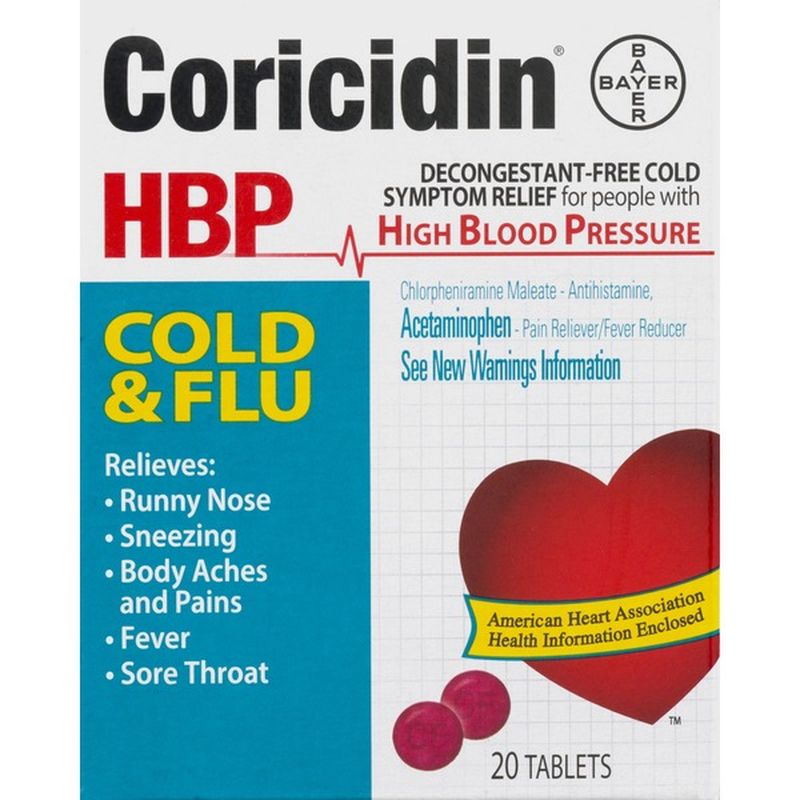 Coricidin HBP Cold & Flu Tablets 20 CT (20 ct) Instacart