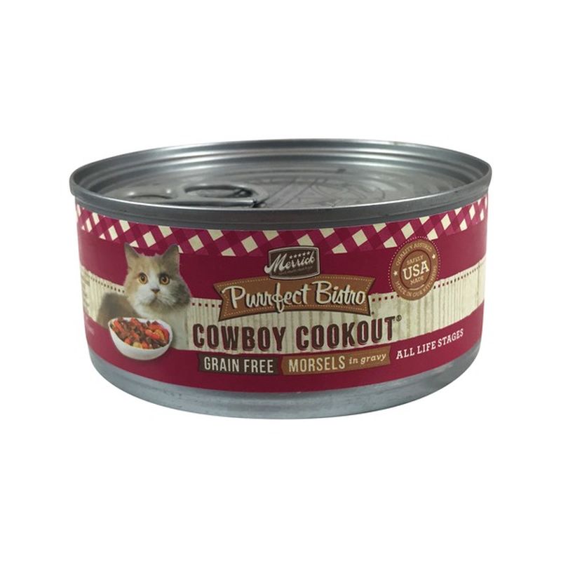 Merrick Grain Free Wet Cat Food Cowboy Cookout Recipe Morsels in Gravy