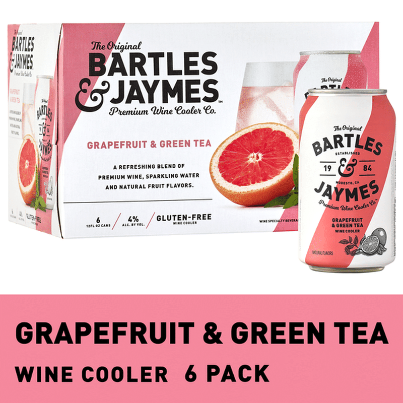 Bartles and Jaymes Wine Coolers Grapefruit Green Tea Wine Cooler 6 Single Serve Cans (12 fl oz