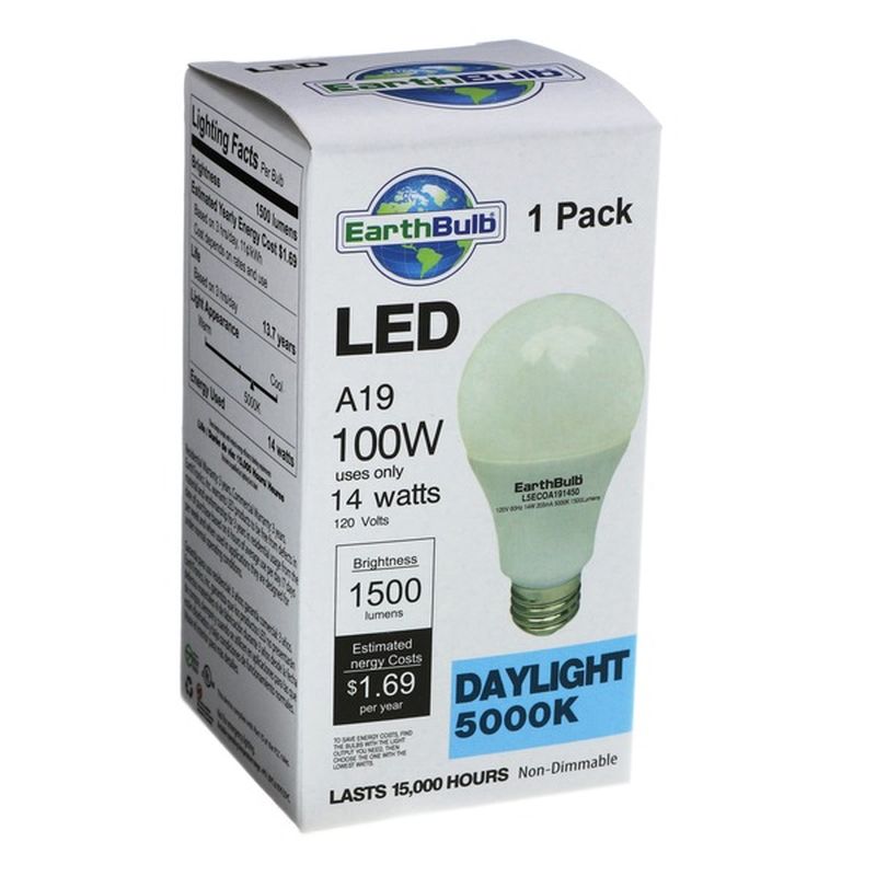 Earthtronics 1500 Lumens 14 Watt A19 LED Daylight Earth Bulb