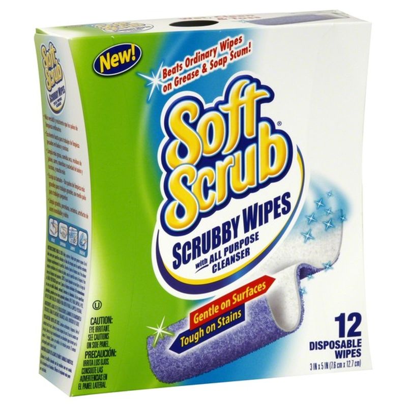 Soft Scrub Scrubby Wipes with All Purpose Cleaner, Disposable (12 each ...