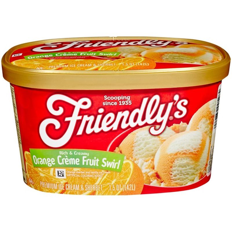Friendly's Ice Cream & Sherbet, Premium, Orange Creme Fruit Swirl (1.5