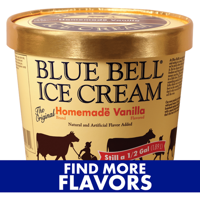 Blue Bell Ice Cream The Original Homemade Vanilla Flavor (0.5 gal) Delivery or Pickup Near Me 