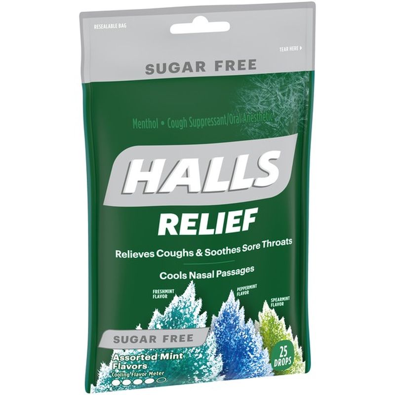 Halls Relief Assorted Mint Sugar Free Cough Drops (25 ct) - Instacart