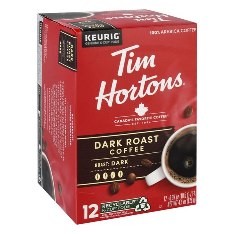 Tim Hortons Coffee Dark Roast K Cup Pods 12 Each Instacart