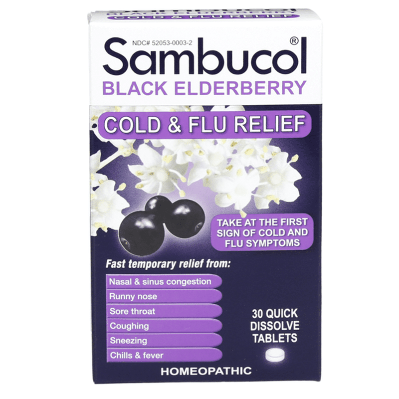 Sambucol Cold & Flu Relief, Black Elderberry, Quick Dissolve Tablets
