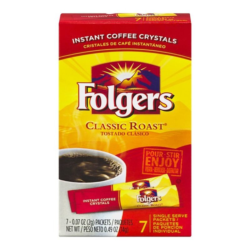 Folgers Instant Coffee Crystals Classic Roast Single Serve Packets (7 ...