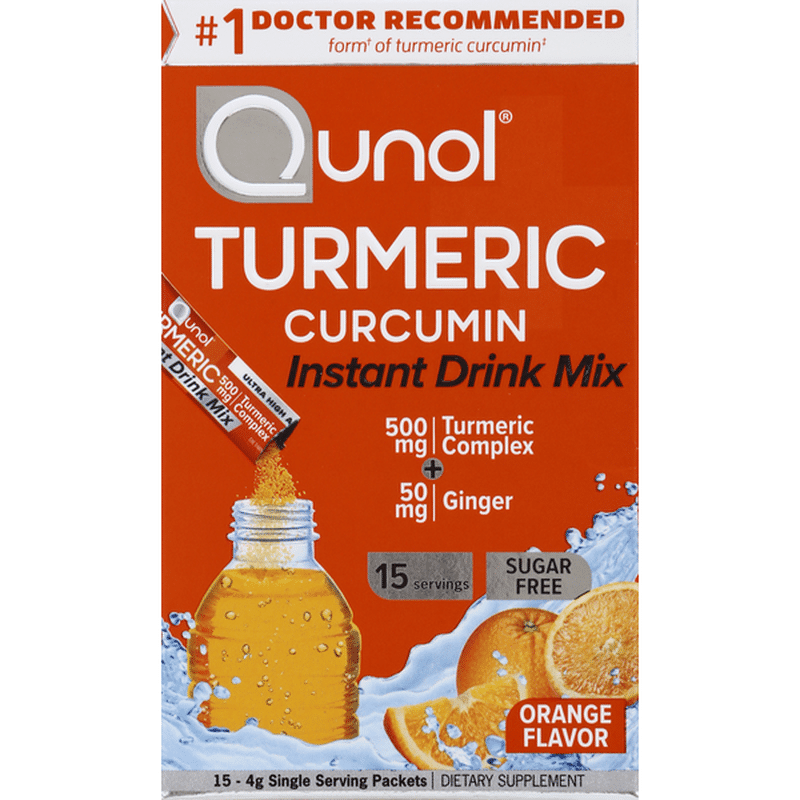 Qunol Turmeric Curcumin, Sugar Free, Instant Drink Mix, Orange Flavor