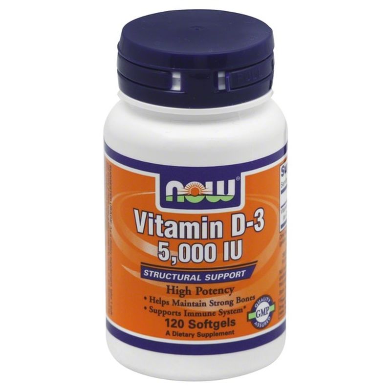 Now Vitamin D3, High Potency, 5000 IU, Softgels (120 each) from