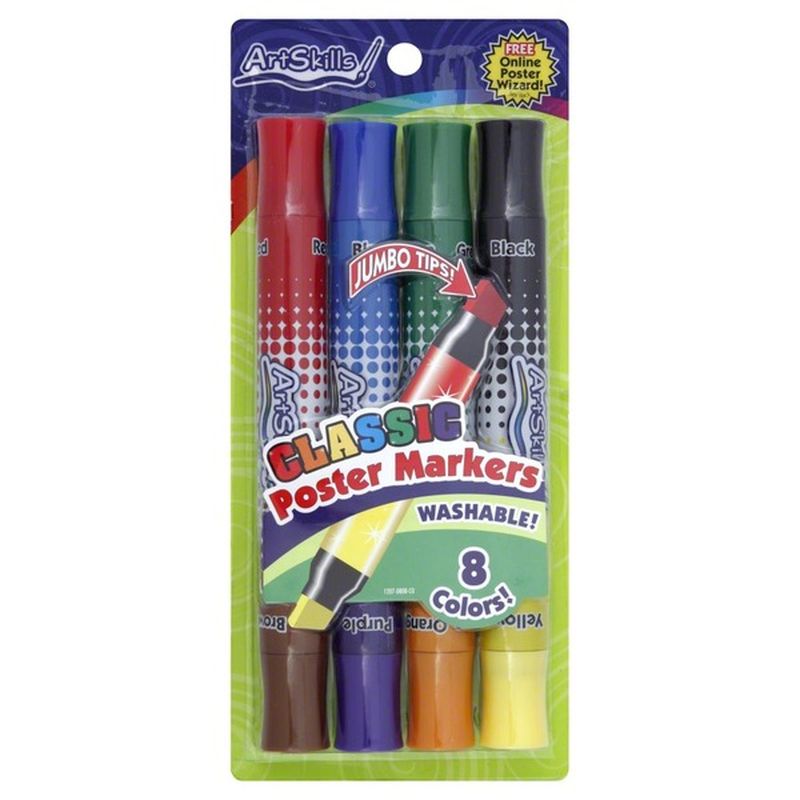 Artskills Poster Markers, Classic, 8 Colors (4 ct) Delivery or Pickup