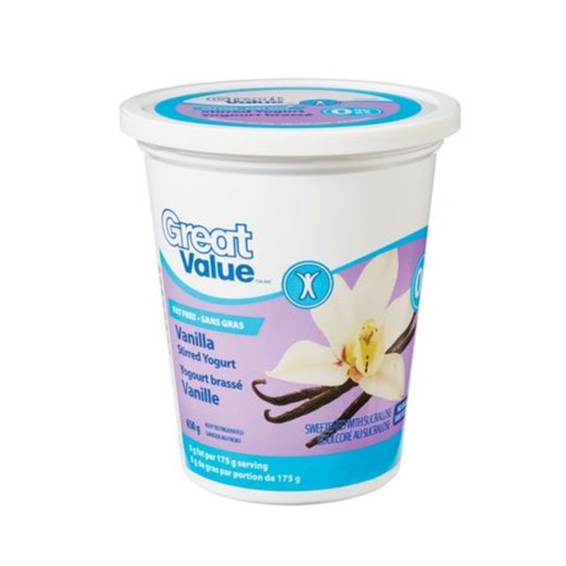 Great Value Fat-Free Stirred 0% M.F. Vanilla Yogurt