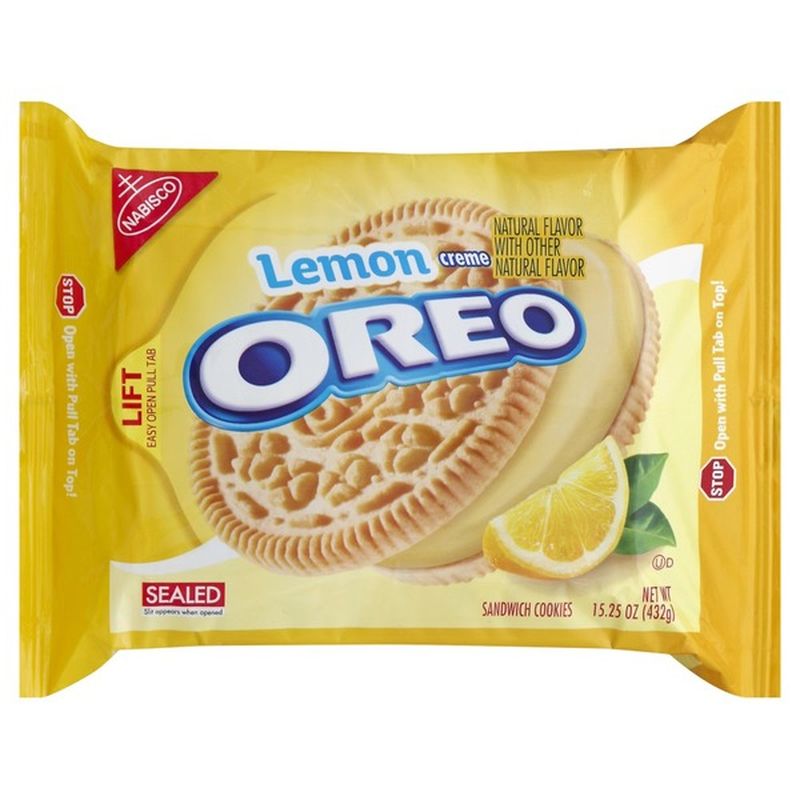 Oreo Golden Sandwich Cookies, Lemon Flavored Creme, 1 Resealable Pack ...